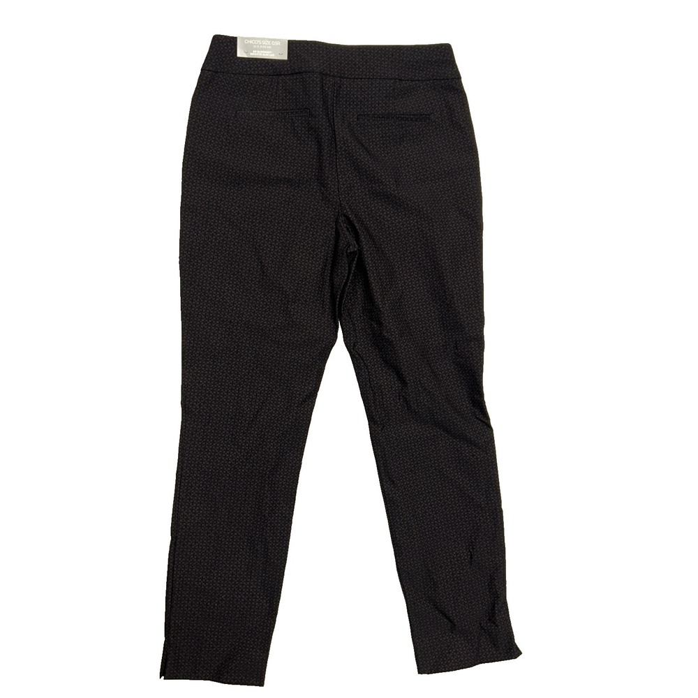 NWT Chicos Pants 0.5R US 6 Black Cranberry So Slimming Brigitte‎ Ankle Pocket - Picture 7 of 9